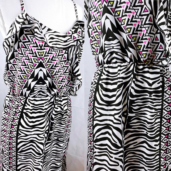ASOS Influence Black Zebra Long Maxi Dress - Picture 4 of 8